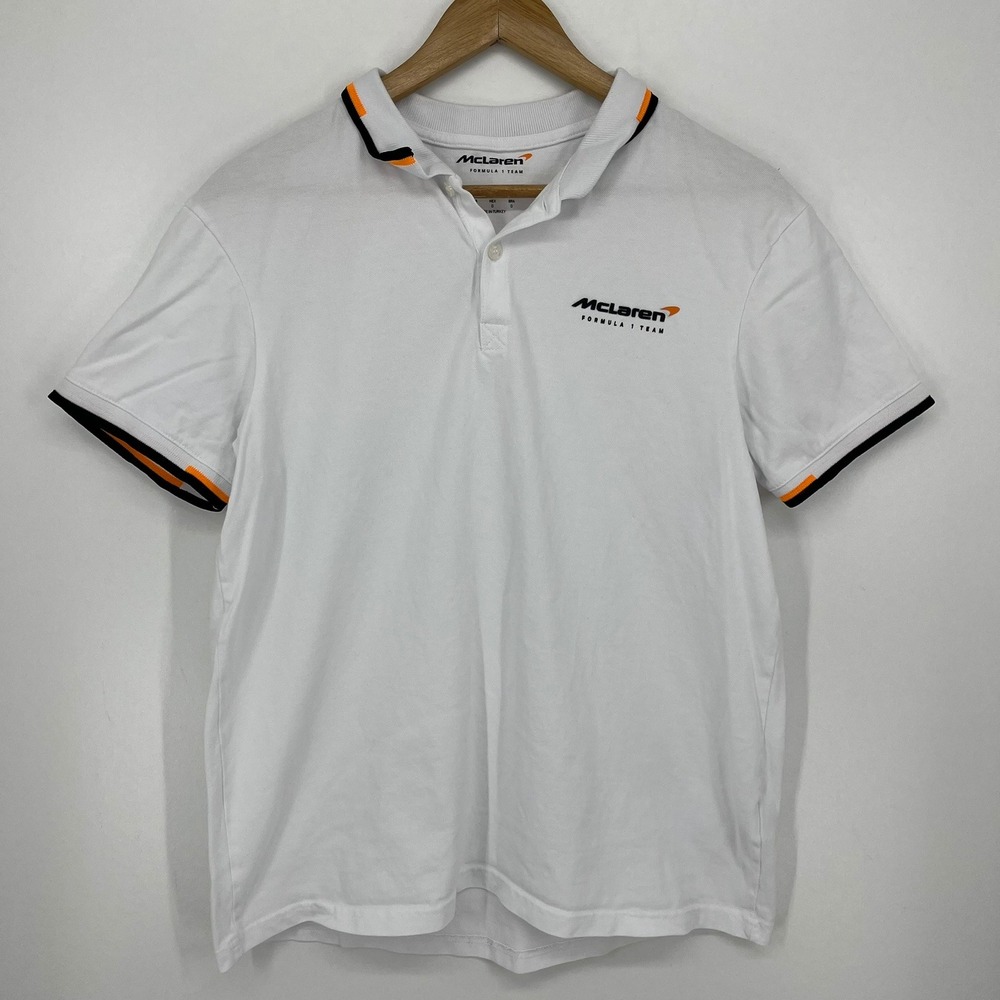 McLaren Formula 1 Team Castore White Cotton Pique Polo Shirt Mens Large L